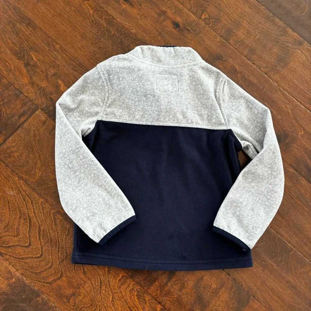 Oshkosh Boys 5T Quarter Zip Fleece Sweatshirt Blue Gray Pullover Soft Cozy‎